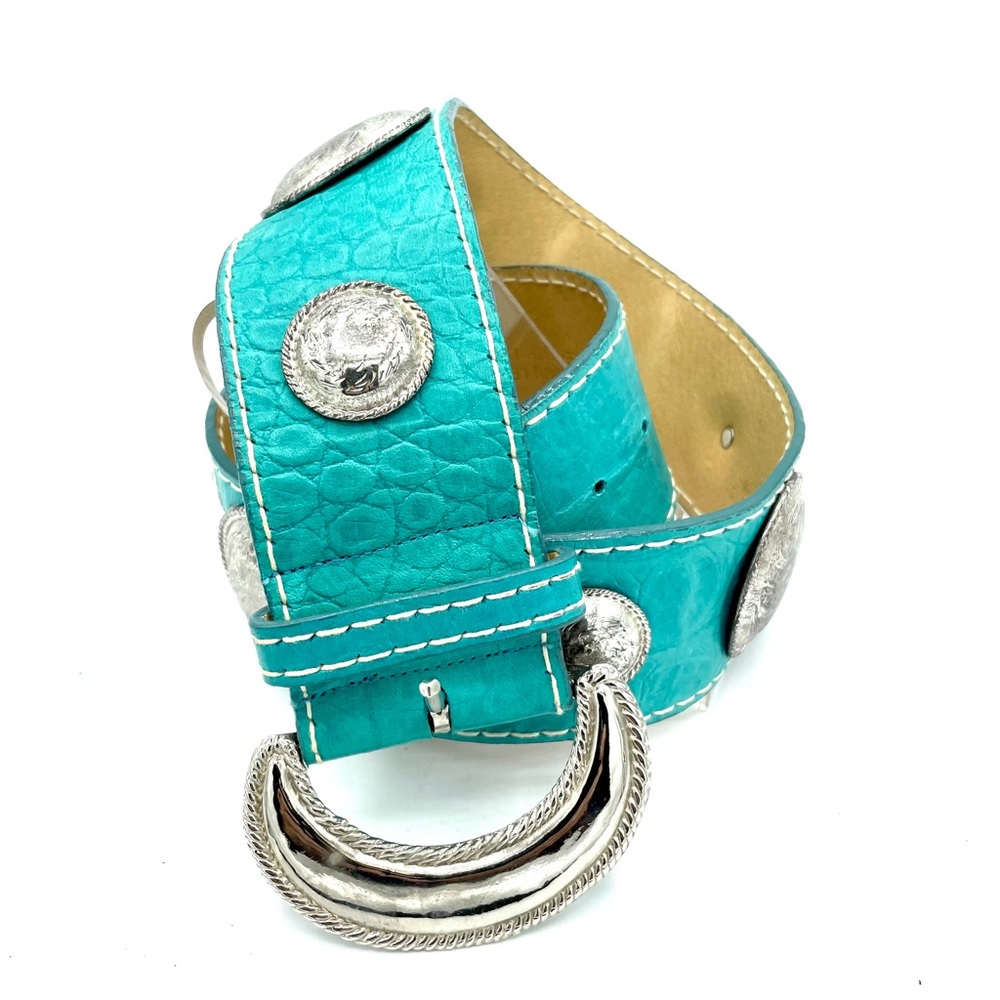 COPY - MZ top Grain gorgeous croc print leather western Concho belt w/big buckl…